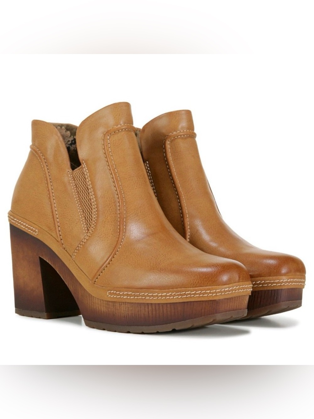 Korks Robin - Women's Tan Platform Chelsea Clog boots - Style 8.5